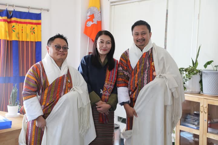 From the left: Mr. Jigme Tenzin, new chief for Medical Product Division; Mrs. Gyem Bidha, Director BFDA; and Dr. Chendu Dorji, new chief for Plant and Animal Biosecurity Division